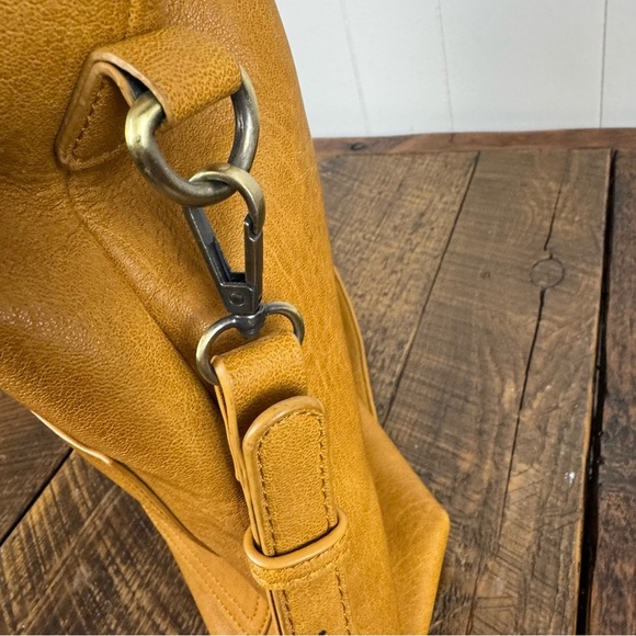 Antik Kraft Mustard Yellow Faux Leather Tote Bag Crossbody Purse Anthropologie - Picture 9 of 9